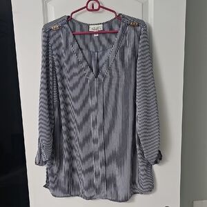 dressbarn Black and White Striped Blouse